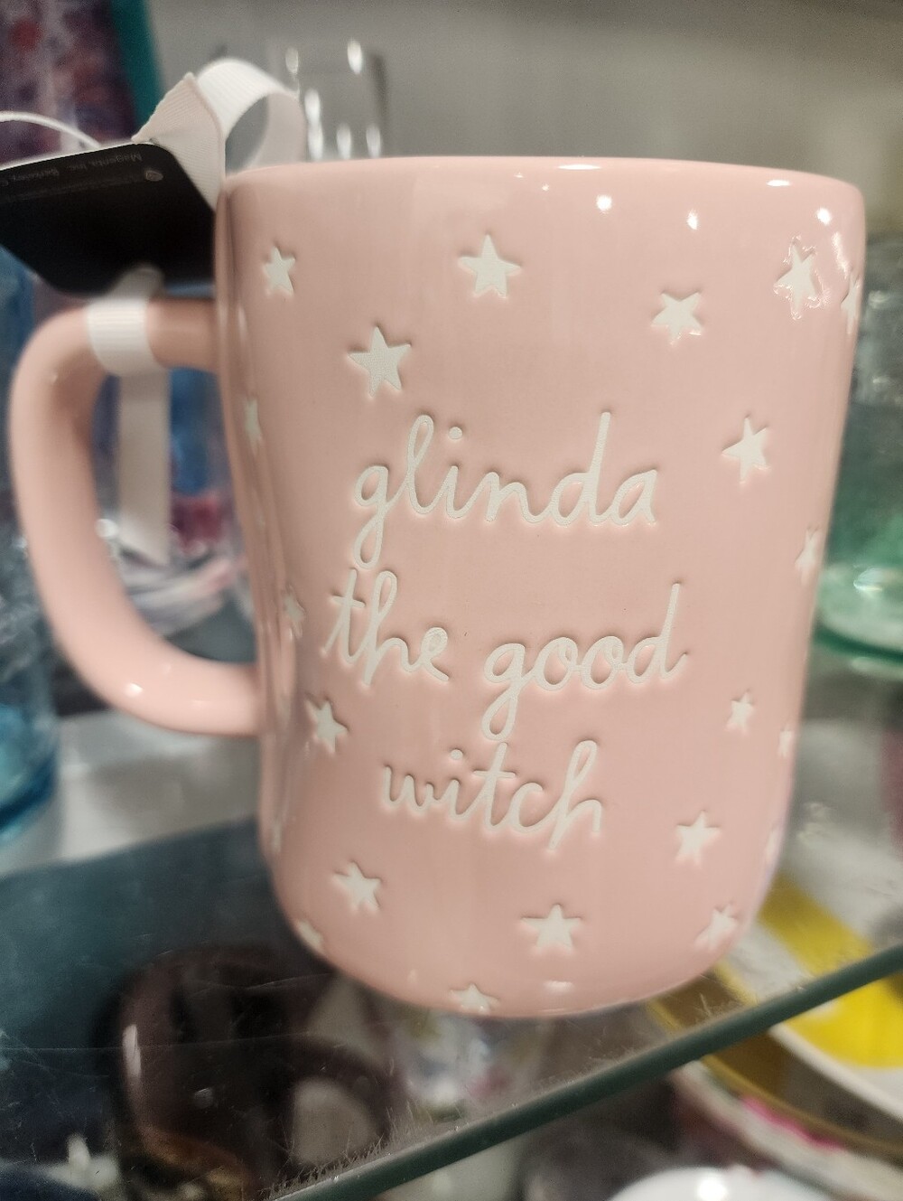Rae Dunn Pink 'Glinda the Good Witch' Star Embossed Mug